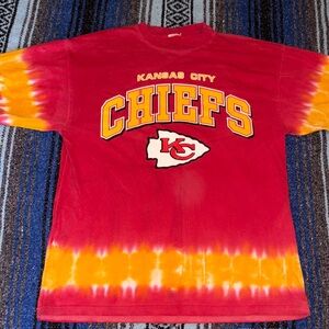 Vintage 90s Kansas City Chiefs Tie Dye Tee Shirt